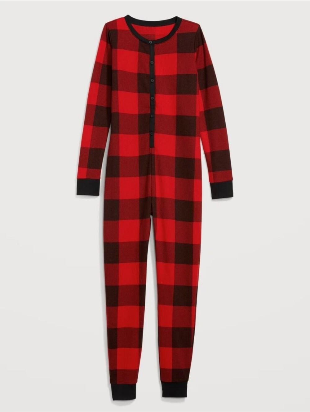 Old Navy Thermal-Knit Pajama One-Piece Red Buffalo Plaid Size Large